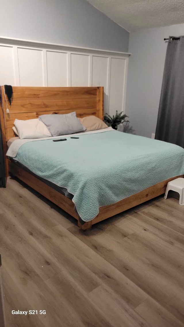 Hand made rock maple solid wood king size.bed in Beds & Mattresses in Cape Breton