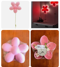 Ikea Smila Blomma 14" Pink Flower Wall Lamp Night Light