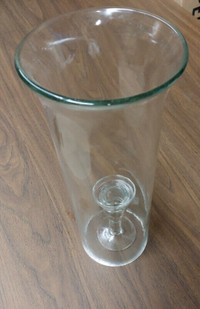 Candle holder with hurricane glass cover 13 inches high