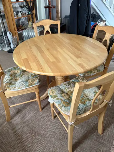 Solid wood table and chairs, View more