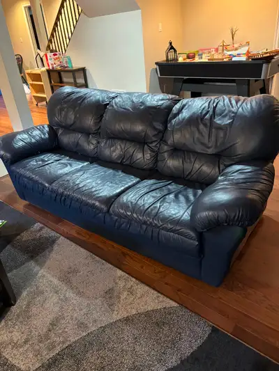 Dark Blue Leather Couch, View more