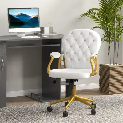 Office Desk Chair Button Tufted Vanity Chair with Swivel Wheels, View more