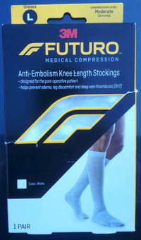 Compression Socks -White LG Size Mod/Mild -NEW $12 each package