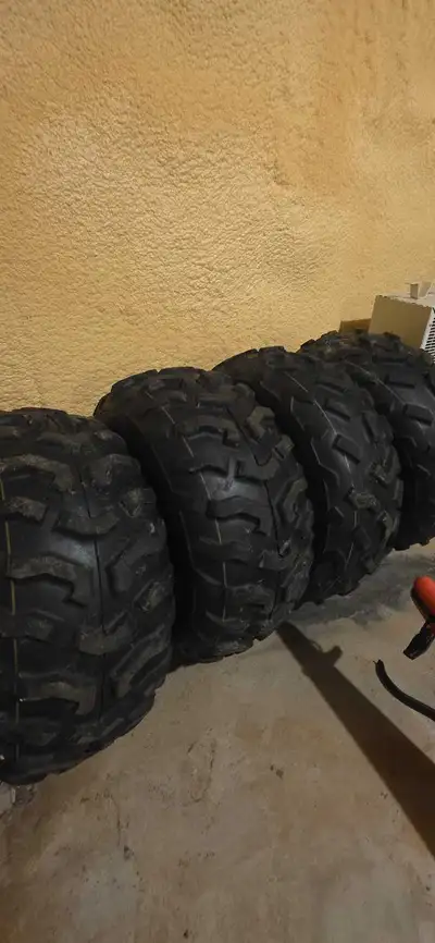Maxxis atv tires off a Honda Rubicon only 63km on them. 2 tires 25 10 12 and 2 tires 25 8 12.