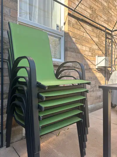 Patio Table with 6 Green Chairs, View more