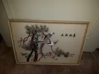 A signed Chinese silk embroidered picture