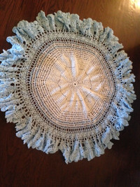 Blue n White Crotche Table Cloth Blanket Shawl Knitted Crotched