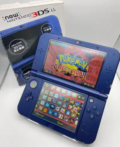 128GB Nintendo New Blue 3DS XL ( Box is from Japan Region its a USA Region Console ) ~ 9/10 Custom F...
