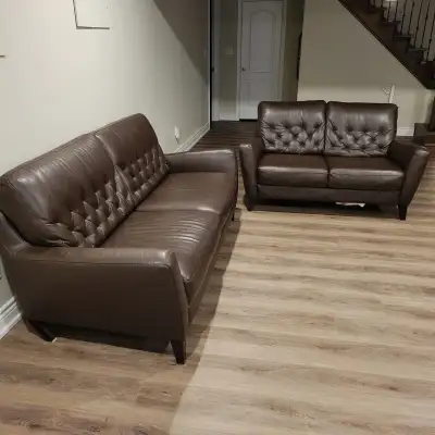 Almost new Itallian Natuzzi premium leather couches, can deliver, View more