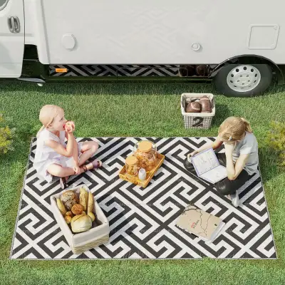 Reversible Outdoor RV Rug, Patio Floor Mat, 4' x 6' Plastic Stra, View more