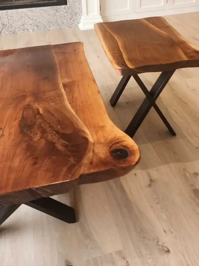 Set of Live Edge Black Walnut Coffee Tables - Quality Heavy62863278366210123