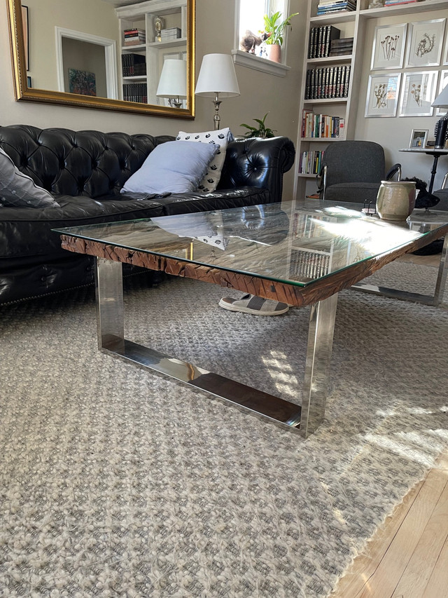 Elte reclaimed wood coffee table juxtaposed with modern chrome  in Coffee Tables in London - Image 2