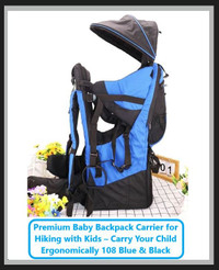 (NEW) Premium Baby Backpack Kid Carrier for Hiking Blue & Black
