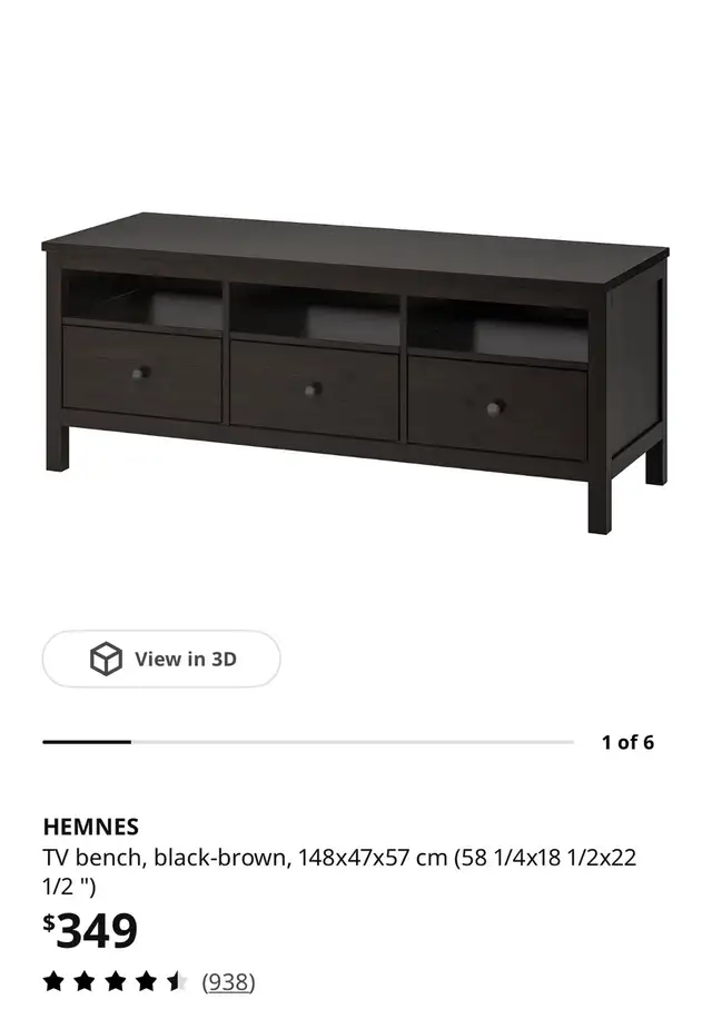 IKEA Hemnes TV Bench Black/brown (retail price 349) in TV Tables & Entertainment Units in City of Toronto - Image 7