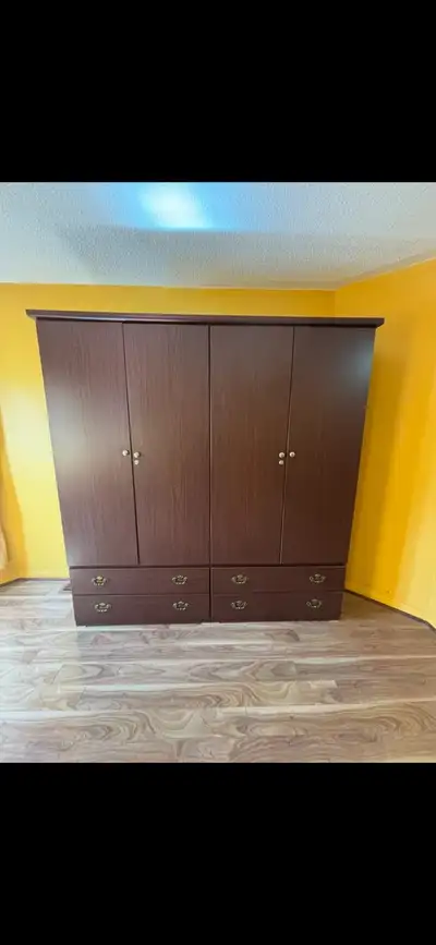 Dark Wood Wardrobe with 4 Doors and 4 Drawers, View more