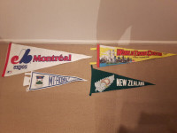 4 Old Vintages Pennant Banners All Over the World