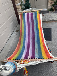 Hammock cotton hammock with wooden handle very colorful 