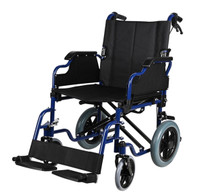 Transport Wheelchair with Hand Brakes and 12" Rear Wheel, Swing 