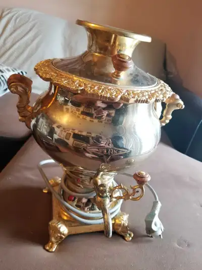 PLAN big antique Iranian Samovar 60's , not working ( fixable) but it is a great decoration piece ,...