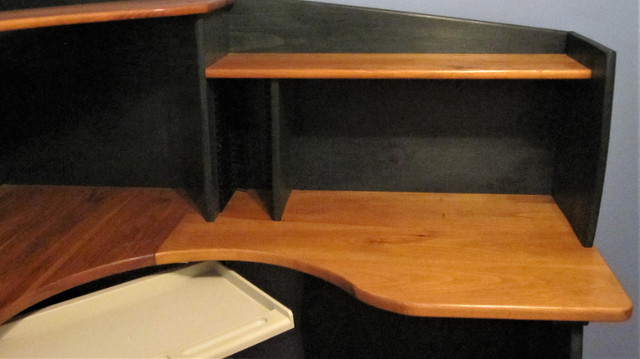 Custom Made Solid Wood Corner Desk And Hutch Pull Out Keyboard in Desks in Markham / York Region - Image 4