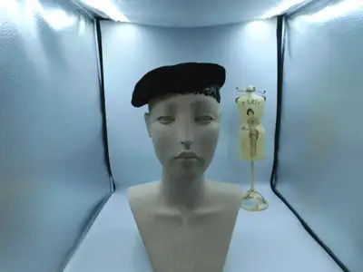 NELL NY BLACK VELVET CLASSIC BERET HAT WITH BLACK SEQUIN BAND, View more