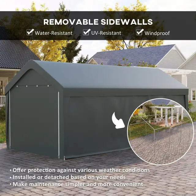 Carport, 10 x 20 ft Portable Garage with 2 Roll-Up Doors and Rem in Outdoor Tools & Storage in Markham / York Region - Image 6