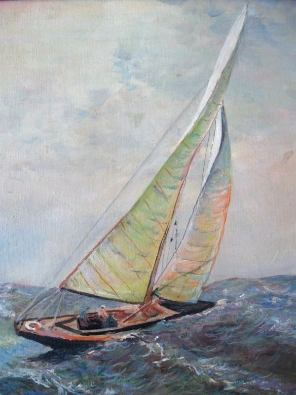 PEINTURE A L HUILE VINTAGE SAILBOAT OIL PAINTING dans Art et objets de collection  à Ouest de l’Île - Image 2