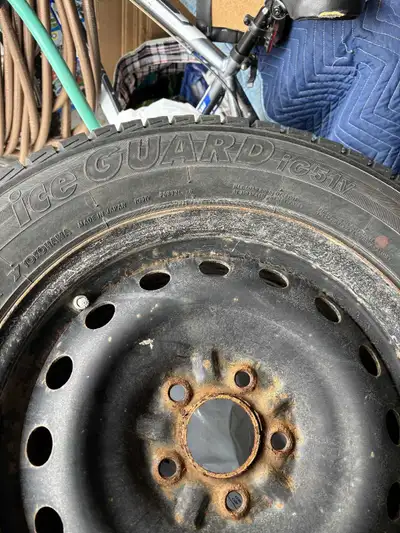 4 Yokohama ice guard winter tires with Rims for Mitsubishi Eclipse Cross 2021 Size is 215/70R16. Use...