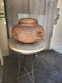 Decorative, Clay Vase/Pot with Lid.