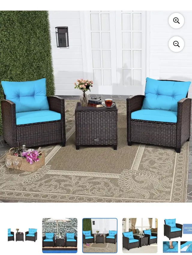 Brand New 3 Pieces Patio Furniture Set, PE Rattan Wicker 3 Pcs in Patio & Garden Furniture in City of Toronto - Image 5