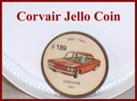 Jello Coin  Corvair  #189 Premium from the 60's
