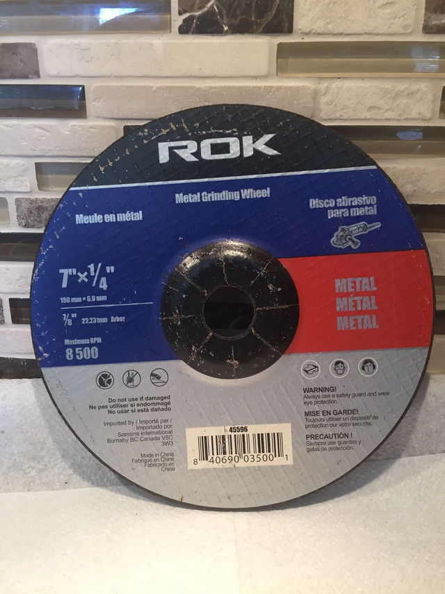 ROK 7"x1/4" Metal Grinding Wheel 7/8" Arbor in Hobbies & Crafts in Mississauga / Peel Region