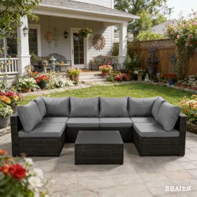 7 Pieces Patio Sofa Outdoor Wicker Sectional Patio Furniture, View more