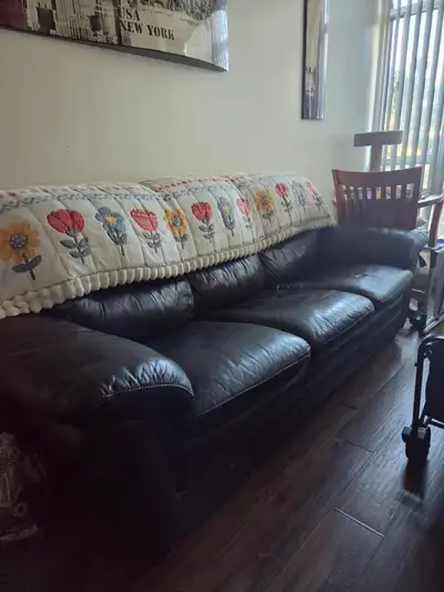 Dark Brown Leather Couch, View more