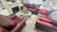 Burgundy / dark red sofa set