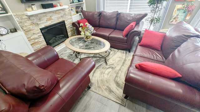 Burgundy / dark red sofa set.  Must go, 350 obo in Couches & Futons in Oakville / Halton Region
