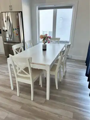 Excellent IKEA Style White Dining Table with 6 Chairs S, View more