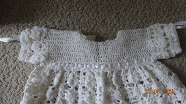 Doll, baby crochet dress, white, sleeves, back length 18.5 inche in Kids & Youth in Kelowna - Image 2