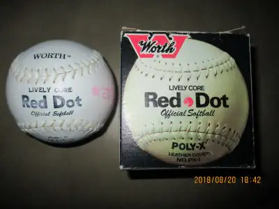 Vintage WORTH RED DOT LIVELY CORE Official Softball New In Box, View more