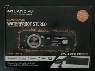 Aquatic AV Harley-Davidson Stereo AQ-MP-5UBT-HS 1998-2013 models The new waterproof SiriusXM Harley...