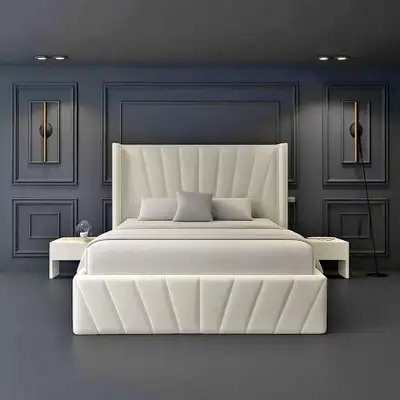Velets Furniture Store - Luna Bouclé Platform Beds –  Queen Beds, View more
