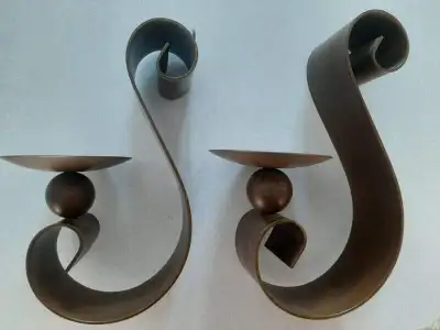 bronze spiral steel wall candle holder / bougeoir mural, View more