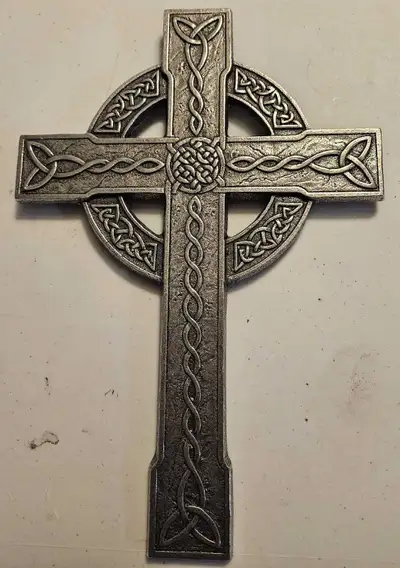 Engraved metal celtic cross 11.75" T x 8" W Made in USA Pick up in south Oshawa only