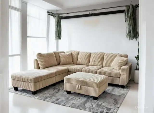 Factory Packed New Sectional Corduroy Sofa - Free Delivery  in Couches & Futons in Kingston - Image 2