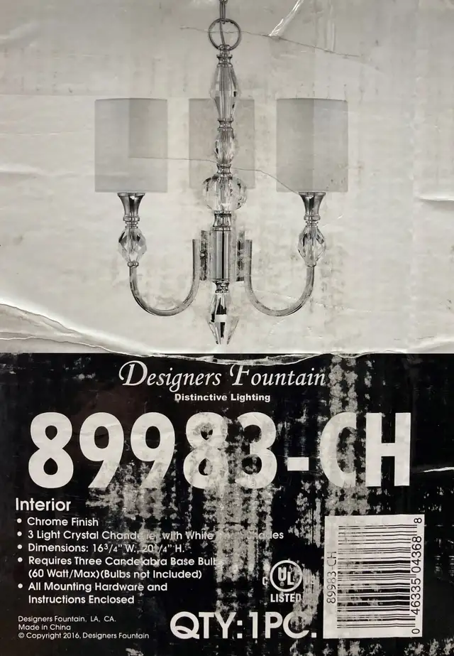 (NEW) Designers Fountain 89983-CH Evi 3 Light Chandelier Chrome in Indoor Lighting & Fans in City of Toronto - Image 5