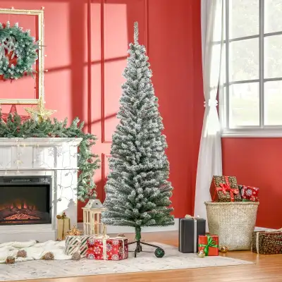 6ft Flocked Christmas Tree, Pencil Christmas Tree with Realistic, View more