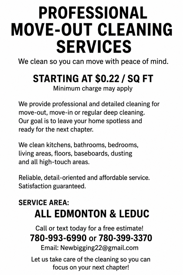 Move-Out & Move-In Cleaning | Edmonton & Leduc
