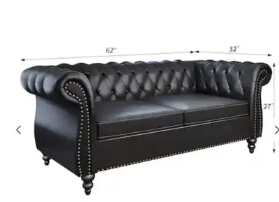 62” Faux Leather upholstered loveseat/Sofa, View more