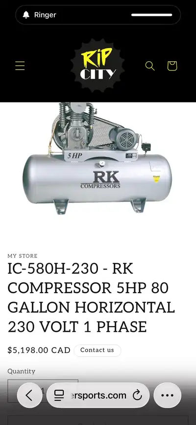 RK MACHINERY 5HP 80 GALLON TANK AIR COMPRESSOR, View more