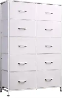 10-Drawer Dresser - Fabric Storage Tower - White